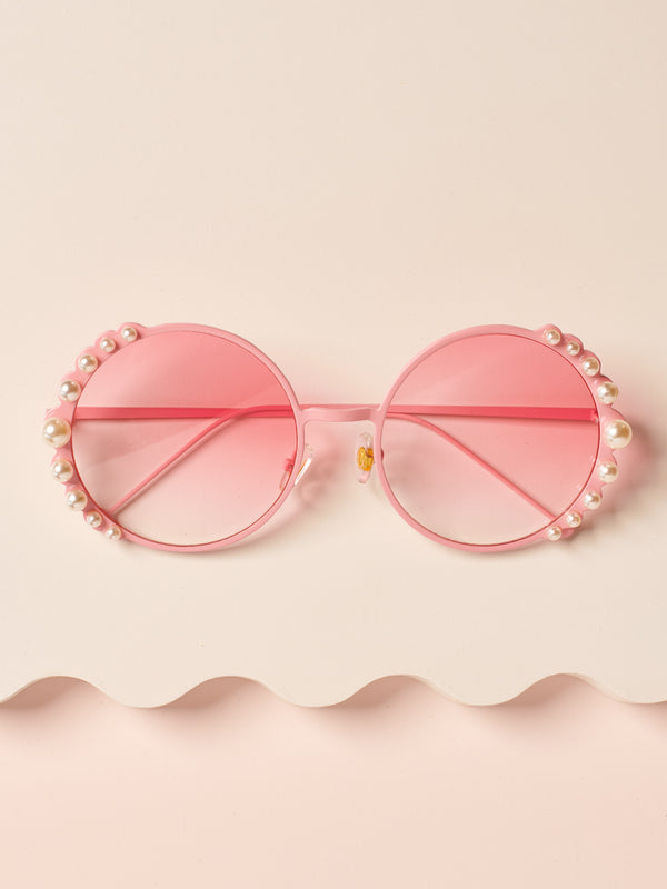 pink pearl round sunnies, french fashion label, online womens accessories shop, affordable sunglasses, french labels, fun sunnies