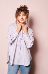 online french shirt, womenswear top, Parisian style, french label, french fashion style, Parisian label,  lilac cotton shirts