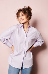 online french shirt, womenswear top, Parisian style, french label, french fashion style, Parisian label,  lilac cotton shirts