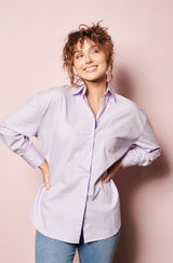 online french shirt, womenswear top, Parisian style, french label, french fashion style, Parisian label,  lilac cotton shirts