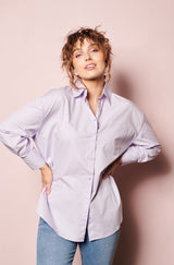 online french shirt, womenswear top, Parisian style, french label, french fashion style, Parisian label,  lilac cotton shirts
