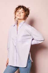 online french shirt, womenswear top, Parisian style, french label, french fashion style, Parisian label,  lilac cotton shirts