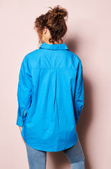 online french shirt, womenswear top, Parisian style, french label, french fashion style, Parisian label,  Blue cotton shirts