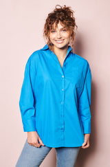 online french shirt, womenswear top, Parisian style, french label, french fashion style, Parisian label,  Blue cotton shirts