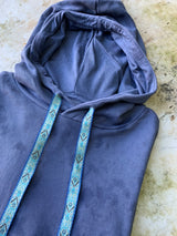 Tie Dye Cropped Hoodie With Aztec Drawstring