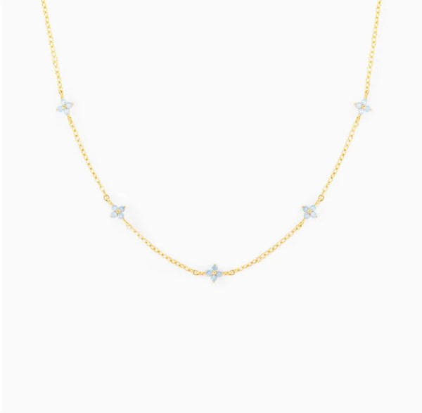 Blue Flower Gold Necklaces