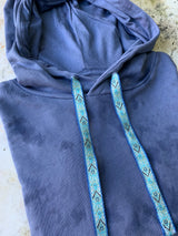 Tie Dye Cropped Hoodie With Aztec Drawstring