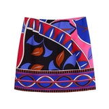 pink geo skirt, retro skirt, mini skirt, french fashion label, Parisian womens label