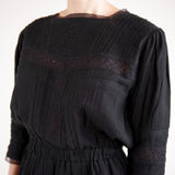 black dress with embroidery and lace. Online fashion womenswear vintage inspired website. designed in melbourne