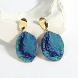 Blue Stone Oval Earrings
