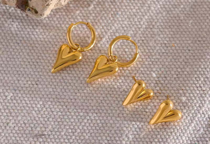 Heart Gold Hoop Earrings