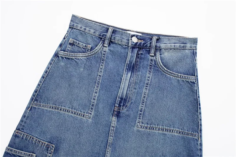 Cargo Denim Skirt