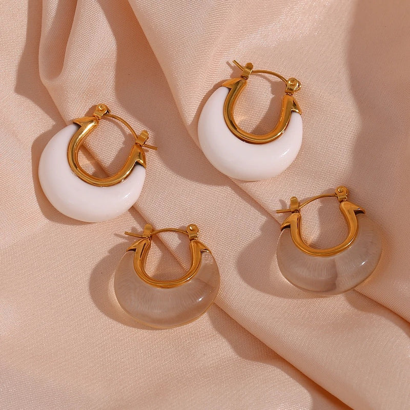 Hoop Gold Earrings - White