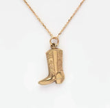 Western Cowboy Gold Boot Necklace