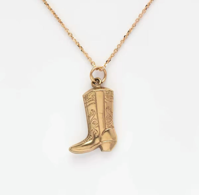 Western Cowboy Gold Boot Necklace