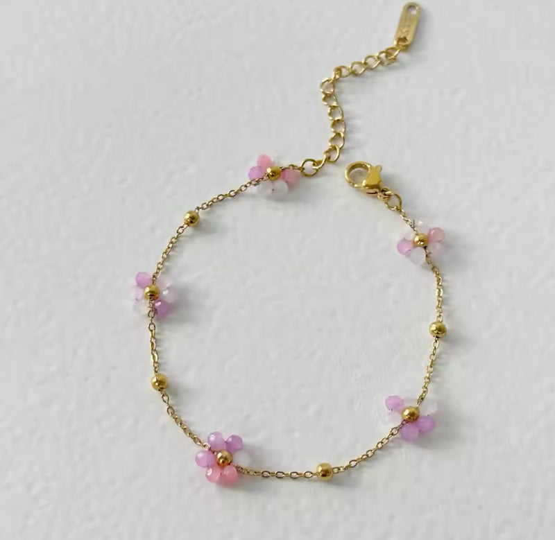 Pink Flower Bracelet