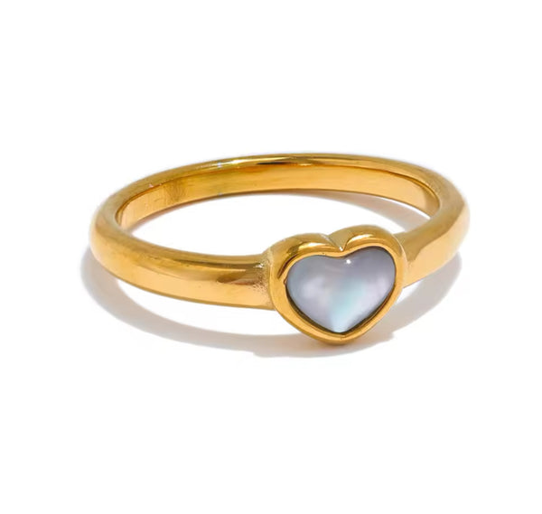 Natural Shell Heart Ring