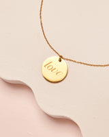 Medium Disc Charm Necklace - Gold