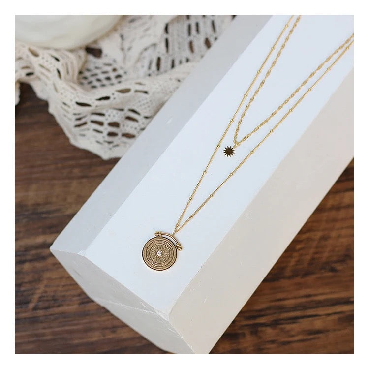 Double Layers Pendant Gold Necklace