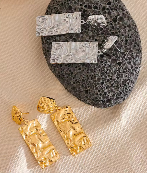 Hammer Rectangle Dangle Earrings