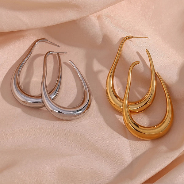 U Shape Style Gold Earrings