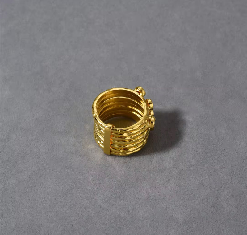 Gemstones Gold Hammered Ring