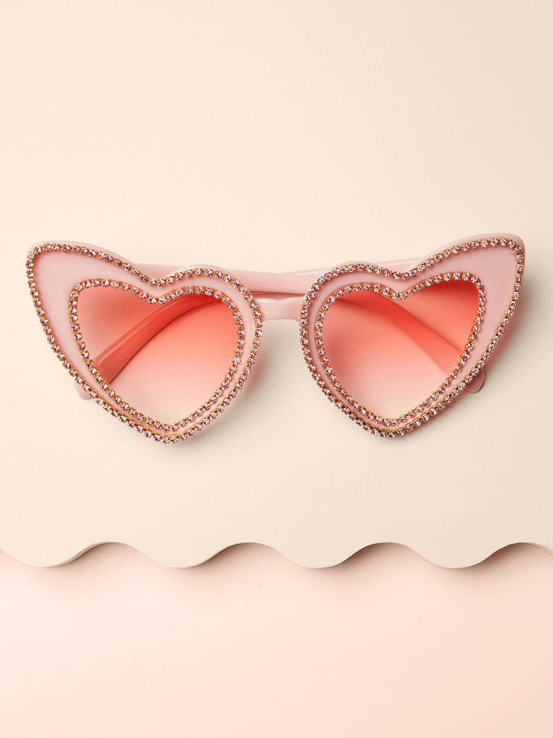 Pink heart sunglasses, rhinestones sunnies, french fashionn label, online womens accessories shop, affordable sunglasses, french labels
