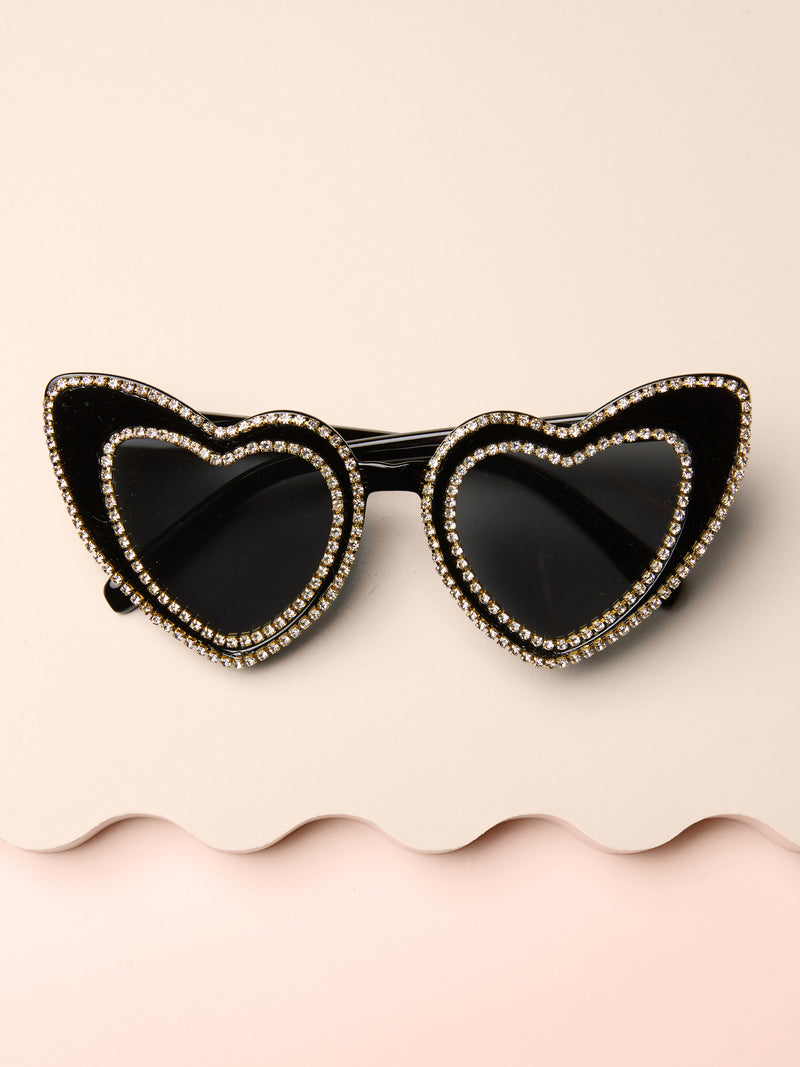 black heart sunglasses, rhinestones sunnies, french fashionn label, online womens accessories shop, affordable sunglasses