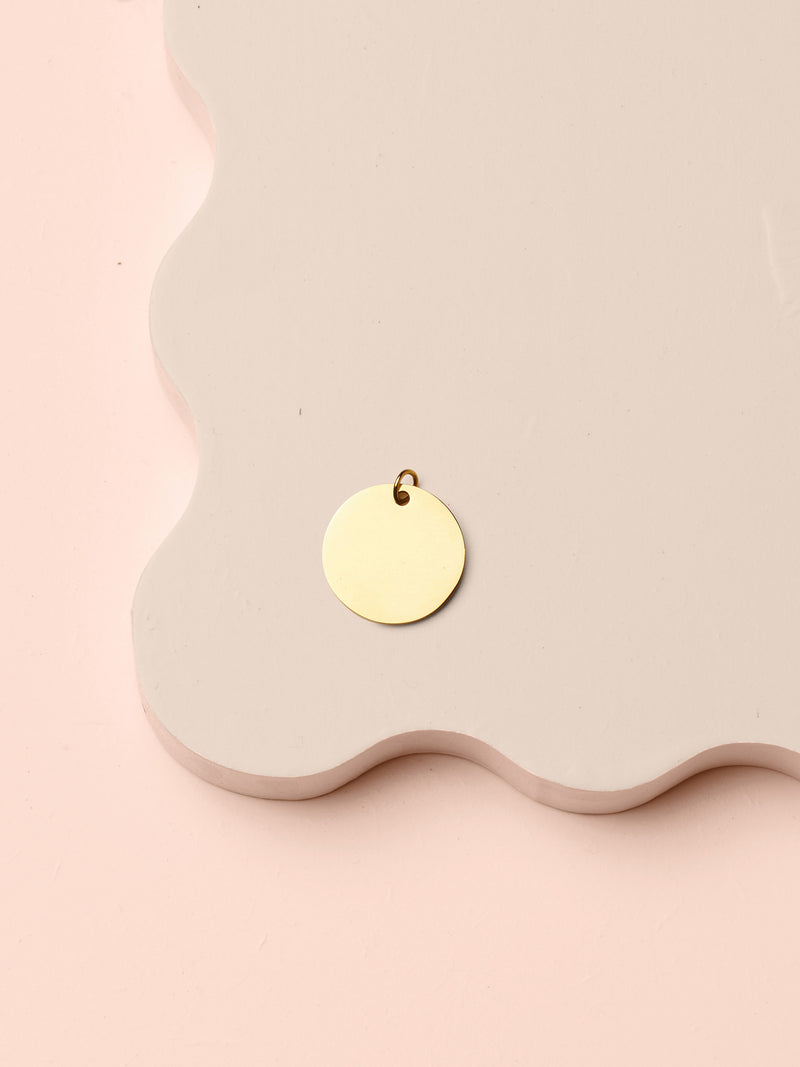 Medium Disc Charm Necklace - Gold