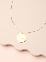 Large Disc Charm Necklace - Gold