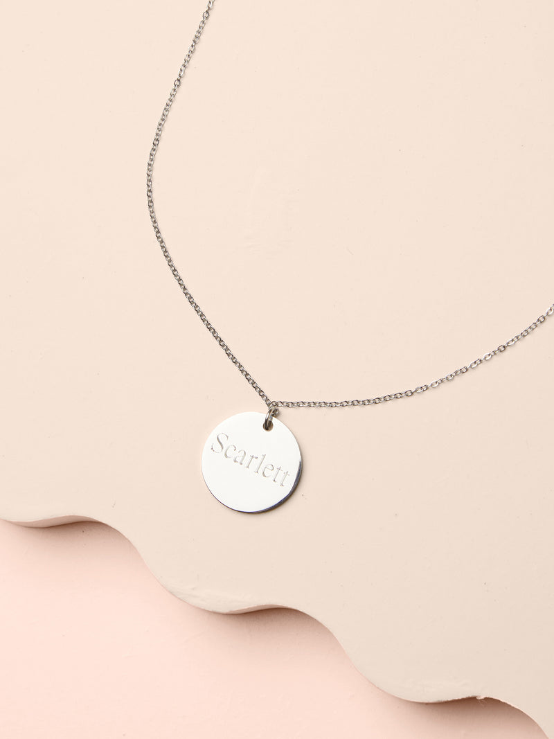 Medium Disc Charm Necklace - Silver