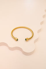 Natural Green Stones Twisted  Bangle