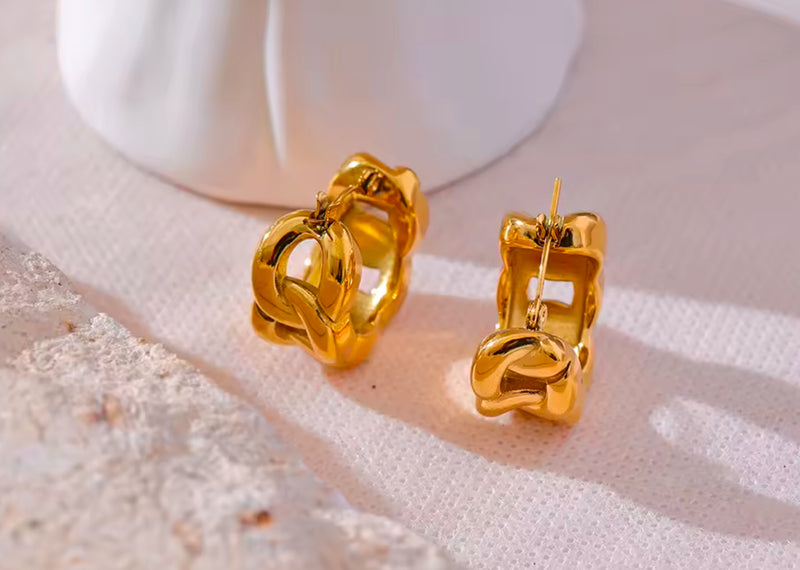 Chunky Chain Gold Hoop Earrings