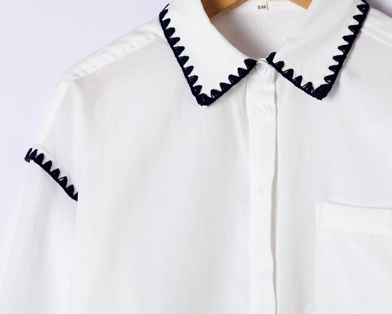 Stitched Edge Shirt - White