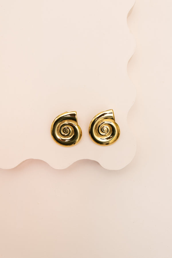 Conch Shell Gold Earrings