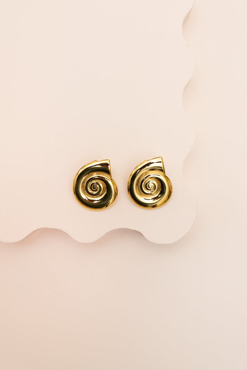 Conch Shell Gold Earrings