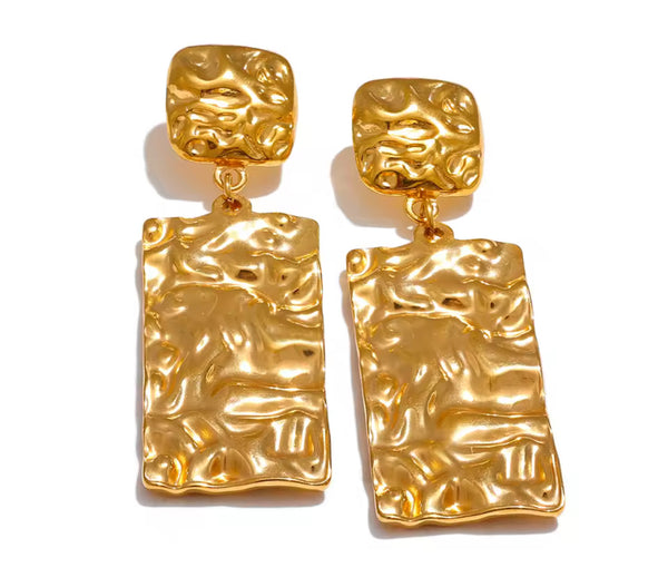 Hammer Rectangle Dangle Earrings