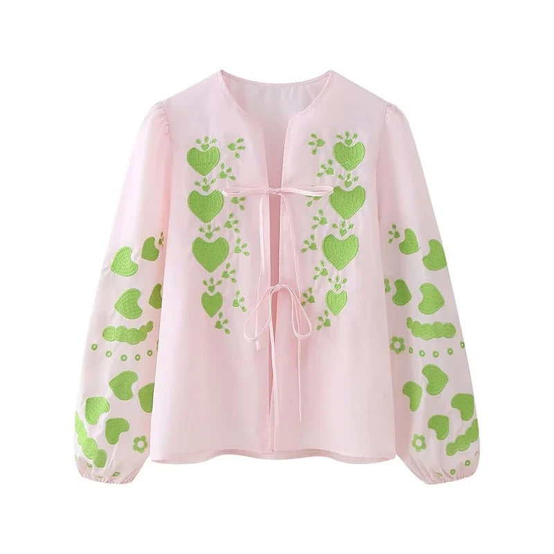 Heart Embroidered Blouse