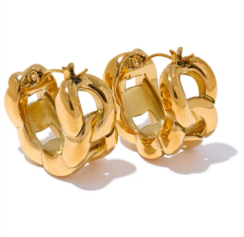 Chunky Chain Gold Hoop Earrings