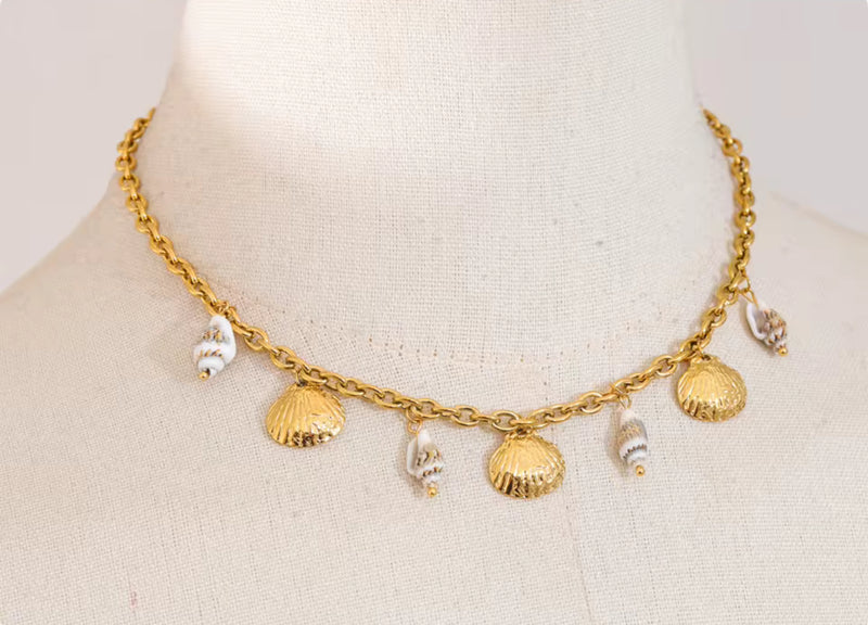 Natural Shell Pendant Gold Necklace