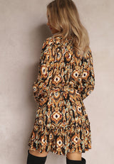 Ikat Shirt Style Dress - Chocolate