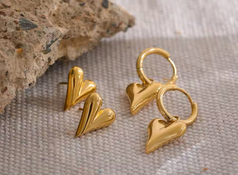 Heart Gold Stud Earrings