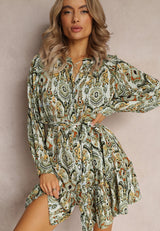 Ikat Shirt Style Dress - Green