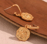 Sun Pendant Gold Earrings