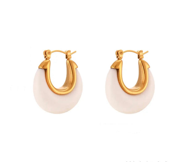 Hoop Gold Earrings - White