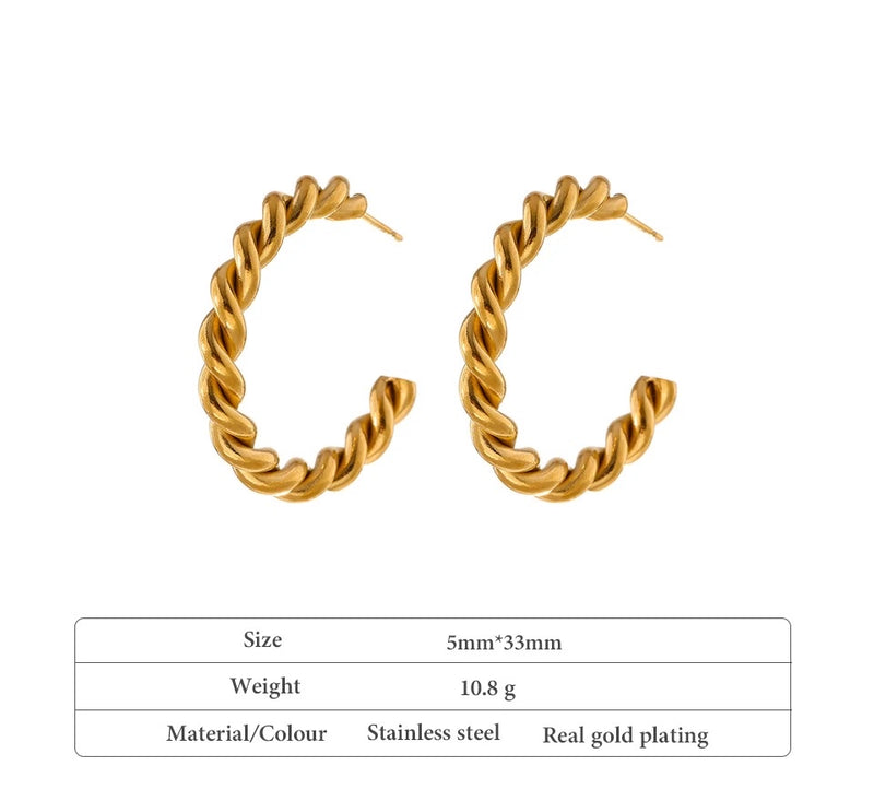 Twisted Hoop Gold Earrings