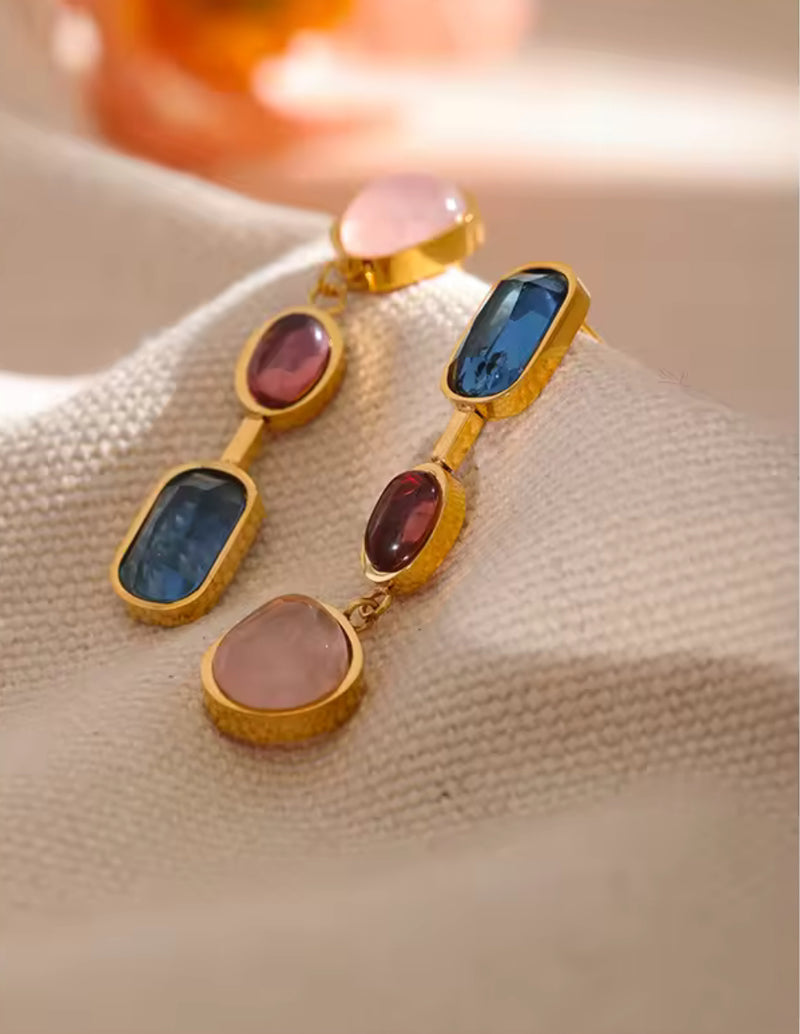 Natural Stones Geometric Drop Earrings