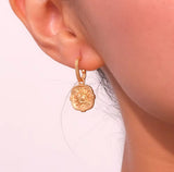 Sun Pendant Gold Earrings