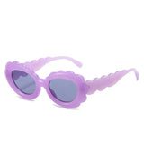 purple scalloped women sunglasses, wavy frame, affordable french fashion, fun accessories