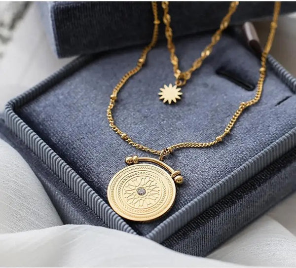 Double Layers Pendant Gold Necklace